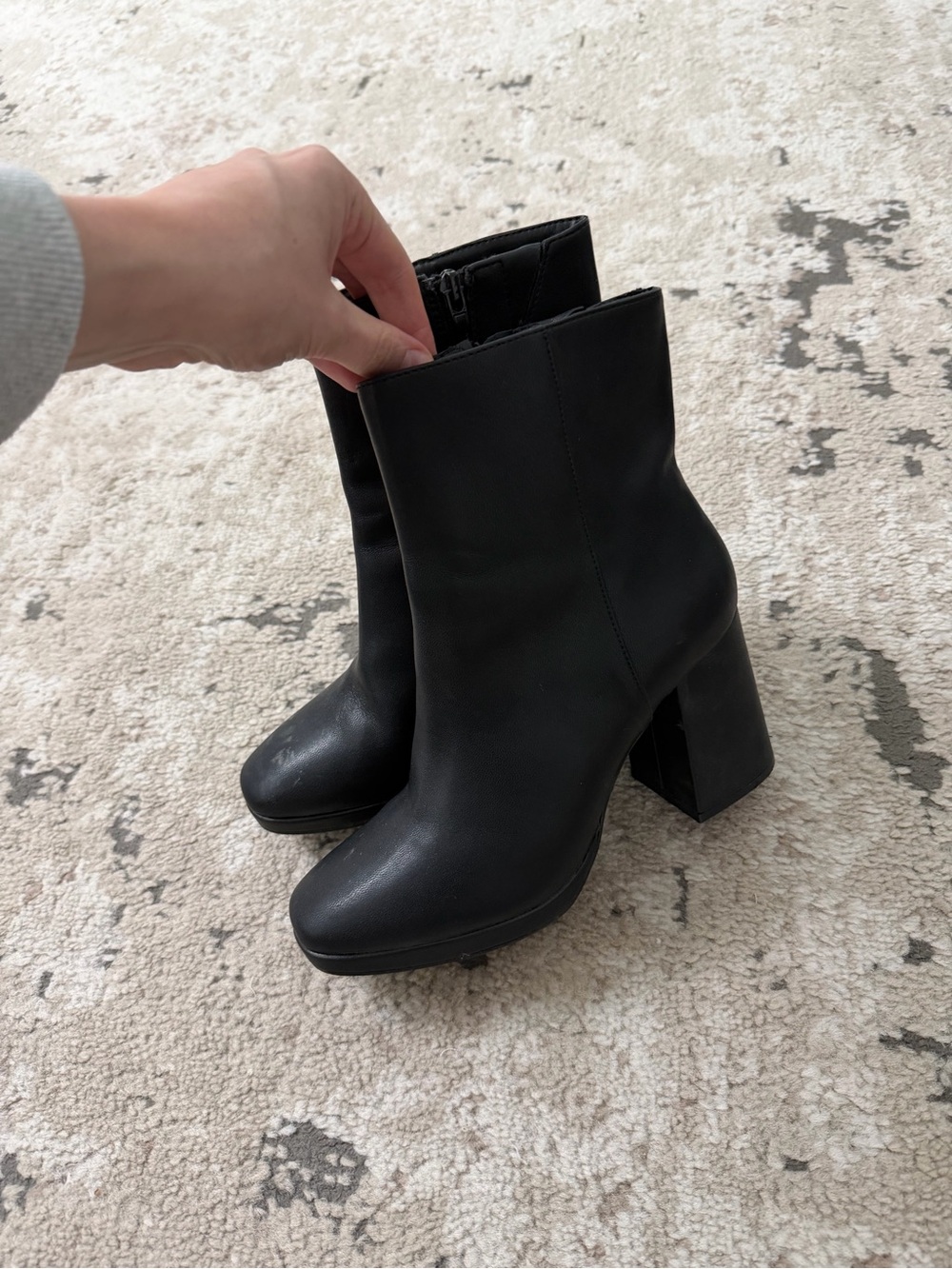 Women's Black High Block Heel Ankle Boots Size 8